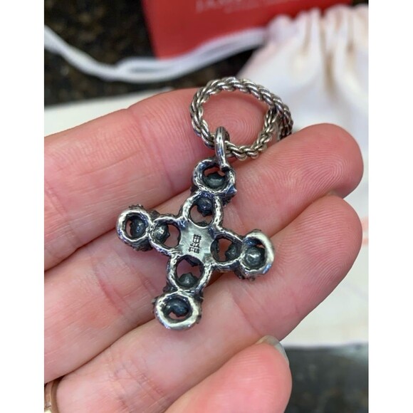 James Avery Retired Dogwood Cross Pendant with Original James Avery Chain - Picture 3 of 3